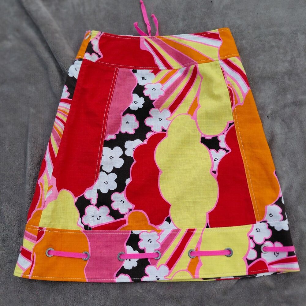 Laurel jeans Women Multicolor Knee Length Skirt Floral Drawstring Size 34